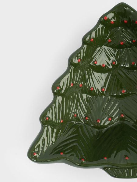 Блюдо глубокое 18x16x5 см, керамика, зелено-красное, Елка, Fir ANNA LAFARG
