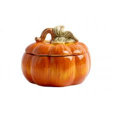 Емкость для хранения 19x15 см, 1.3 л, керамика, оранжево-зеленая, Тыква, Bright pumpkin ANNA LAFARG