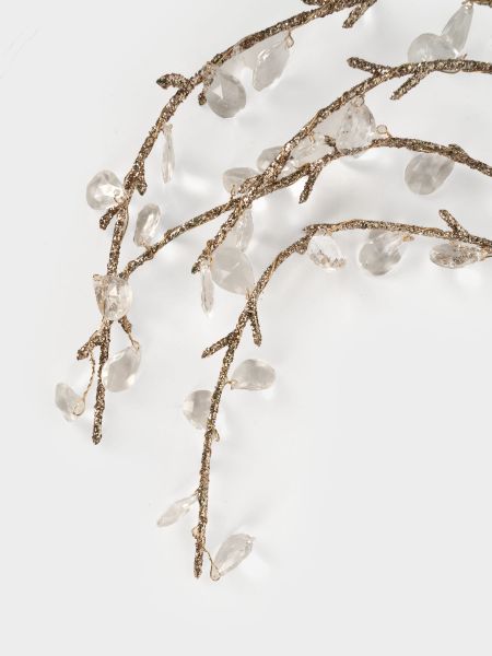 Ветка декоративная 94 см, акрил/бумага, золотистая, Кристальная ива, Event
