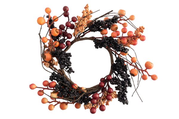 Венок декоративный 13/28 см, пенопласт/бумага, Ягоды, Bright pumpkin ANNA LAFARG
