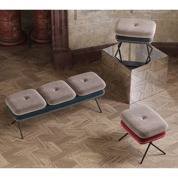 Пуф pea, велюр, бежевый/бордовый Bergenson Bjorn