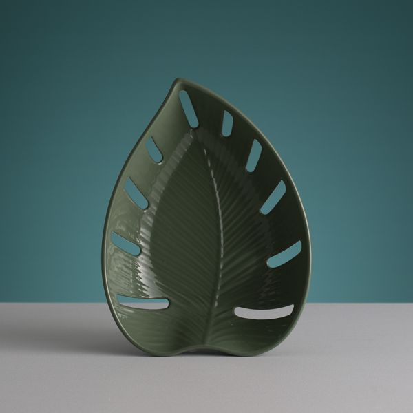 Блюдо для фруктов in the forest leaf зеленое