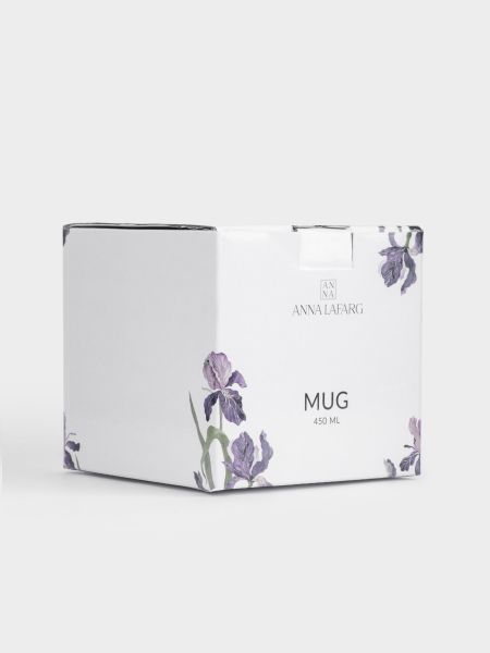 Кружка 450 мл, фарфор, белая, с золотистым кантом, Ирисы, Giardino
