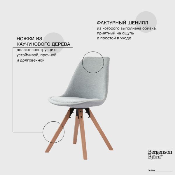 Стул harvy велюр светло-голубой