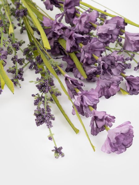 Ветка декоративная, 47 см, бумага/металл, Лиловый букет, Interior spring
