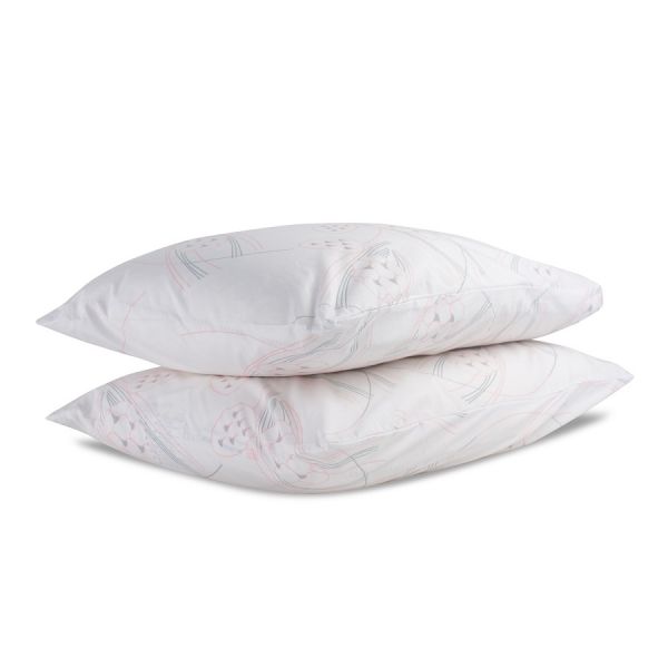 Комплект постельного белья из перкаля белого цвета с принтом 'Хвойное утро' из коллекции russian north, 150х200 см Tkano