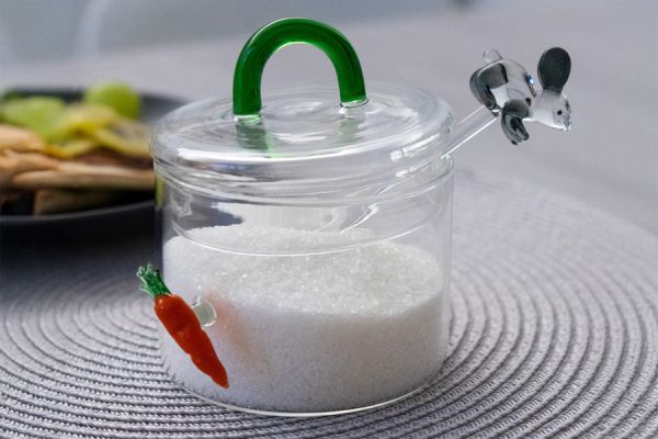 Сахарница 9 см, 300 мл, с ложкой, стекло Б, Кролик и морковка, Monterey WD Lifestyle