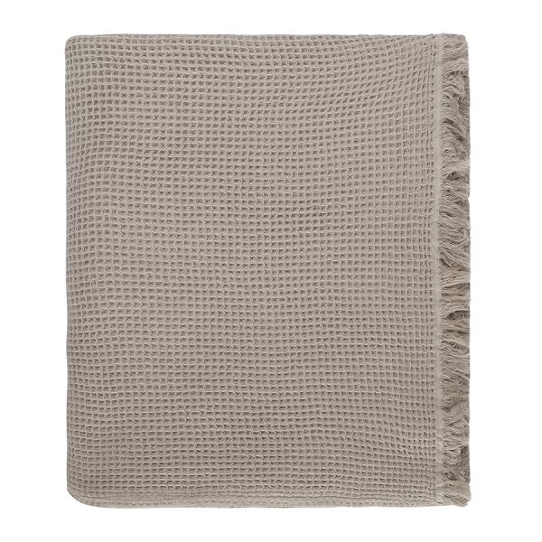 Покрывало вафельное из хлопка серо-бежевого цвета из коллекции essential, 230х250 см Tkano