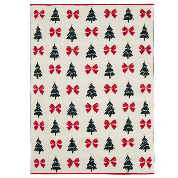 Плед из хлопка с новогодним рисунком christmas bows из коллекции new year essential, 130x180 см Tkano
