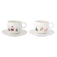Набор кофейных чашек с блюдцем let it snow santa & bird, 120 мл, 2 шт Easy Life