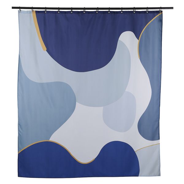 Штора для ванной синего цвета с авторским принтом из коллекции freak fruit, 180х200 см Tkano