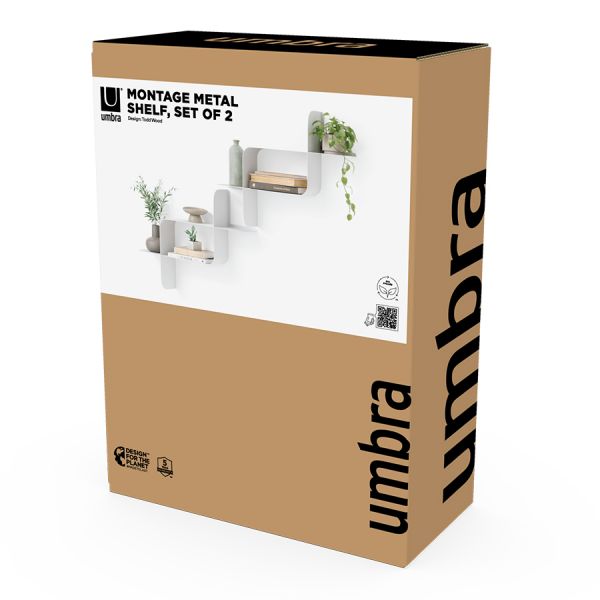 Набор металлических настенных полок montage, 2 шт, белый Umbra
