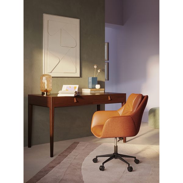 Стул на колесиках allar, экокожа, рогожка, коричневый Bergenson Bjorn