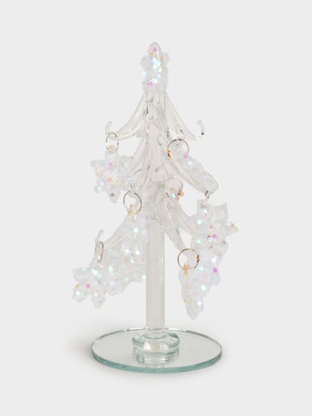 Статуэтка 15 см, с подвесками, стекло, серебристая, Ель со снежинками, Event ANNA LAFARG
