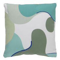 Подушка декоративная из хлопка мятного цвета с авторским принтом из коллекции freak fruit