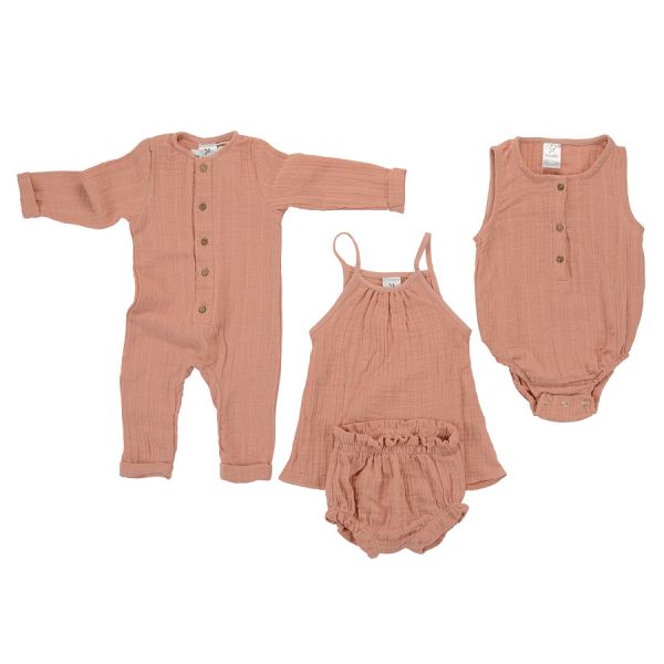 Боди из хлопкового муслина цвета пыльной розы из коллекции essential 6-9m