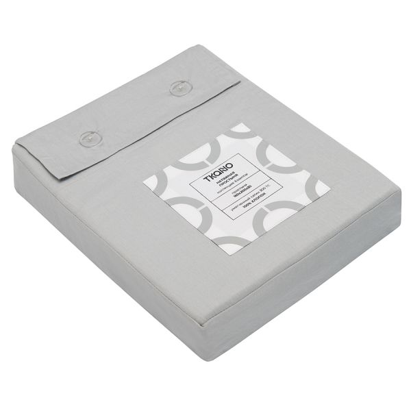 Простыня на резинке из умягченного сатина серого цвета из коллекции essential 160х200х30 см