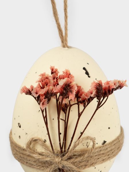 Подвеска, пасхальное яйцо, 9 см, пластик, желтая, Веточки, Interior Easter
