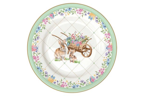 Тарелка десертная 19 см, 4 шт, фарфор, Микс, Кролики и цыплята, Spring Bloom Easy Life