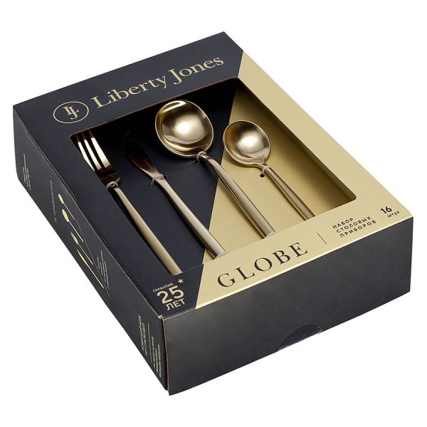 Набор столовых приборов globe, золотистые матовые, 16 предметов Liberty Jones