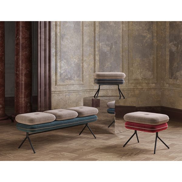 Пуф pea, велюр, бежевый/темно-серый Bergenson Bjorn