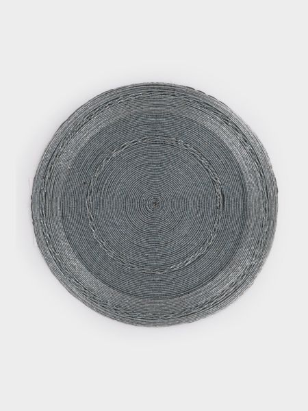 Салфетка под приборы 36 см, бисер, круглая, серая, Bijou ANNA LAFARG