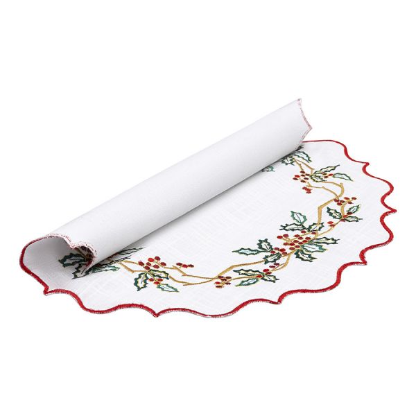 Набор из двух салфеток под приборы festive wreath из коллекции new year essential, D38 см Tkano