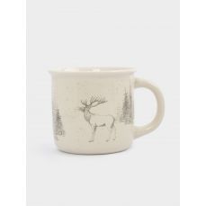 Кружка 370 мл, фарфор, бело-серая, Олень в лесу, Maral grey ANNA LAFARG