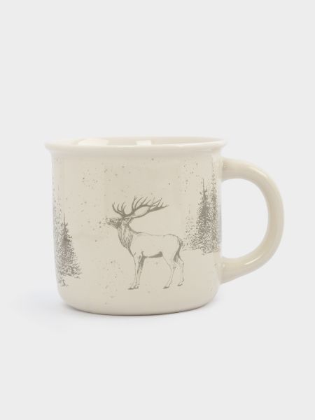 Кружка 370 мл, фарфор, бело-серая, Олень в лесу, Maral grey ANNA LAFARG
