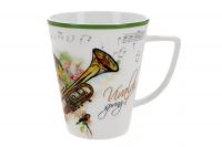 Кружка 380 мл, фарфор F, белая с зеленым кантом, Весна, A. Vivaldi Carmani