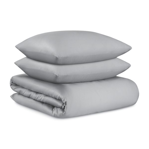 Комплект постельного белья из премиального сатина светло-серого цвета из коллекции essential, 150х200 см Tkano