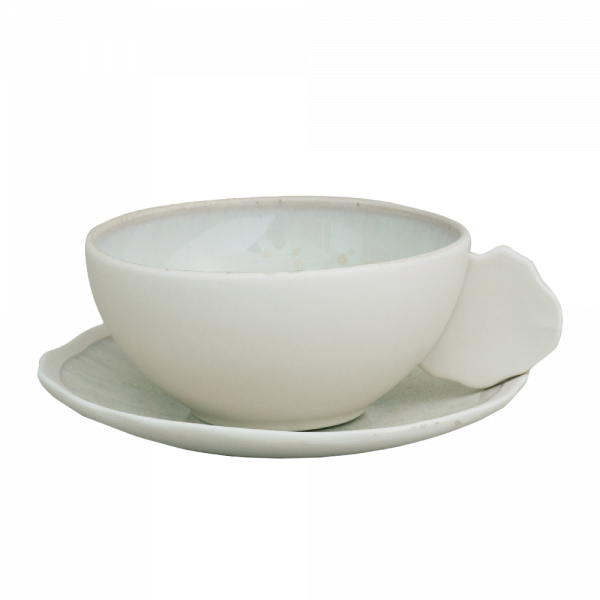Чашка д/чая и блюдце 200мл , цвет белый перламутр , PLUME     (6)     963048