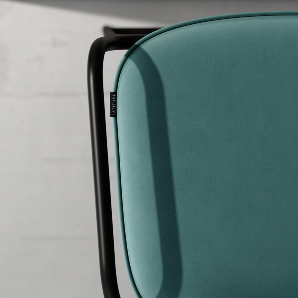 Стул барный ror, round, велюр, черный/светло-бирюзовый