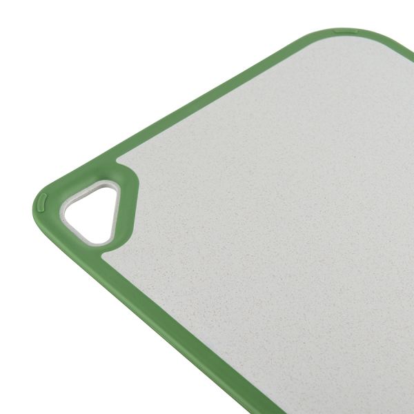 Доска разделочная из пшеничного волокна homi, 36х25 см, светло-серая с зеленым кантом