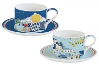Набор из 2 чашек с блюдцами Синее море в подарочной упаковке 