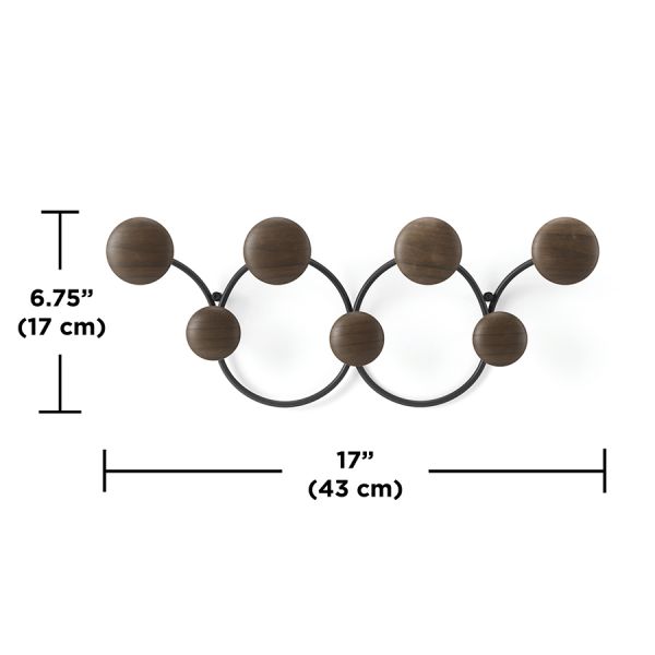 Вешалка настенная dotsy, черная/орех Umbra