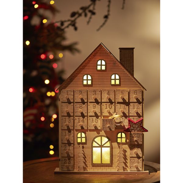 Адвент-календарь с подсветкой festive house из коллекции new year essential Tkano