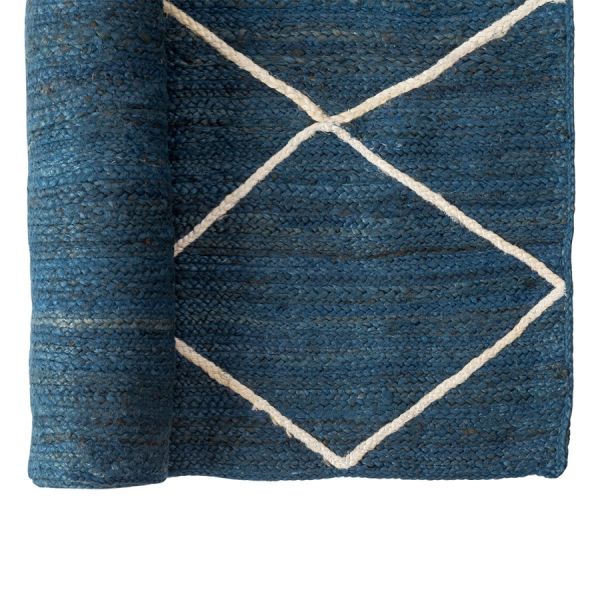 Ковер из джута темно-синего цвета с геометрическим рисунком из коллекции ethnic 200x300 см