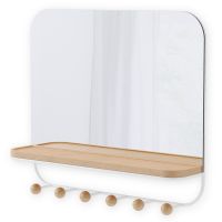 Зеркало с крючками для аксессуаров estique, 46х41 см, белое/натуральное дерево Umbra