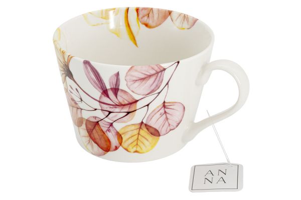 Кружка 480 мл, фарфор, белая, Азалия бежевая, Magic flowers ANNA LAFARG