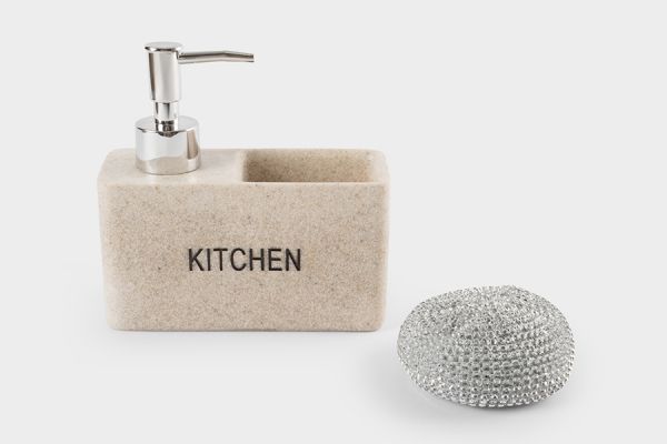 Диспенсер для моющего средства 160 мл, органайзер, с губкой, бежевый, Stone ANNA LAFARG
