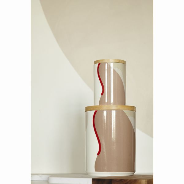 Банка для хранения бежевого цвета с авторским принтом из коллекции freak fruit 275мл