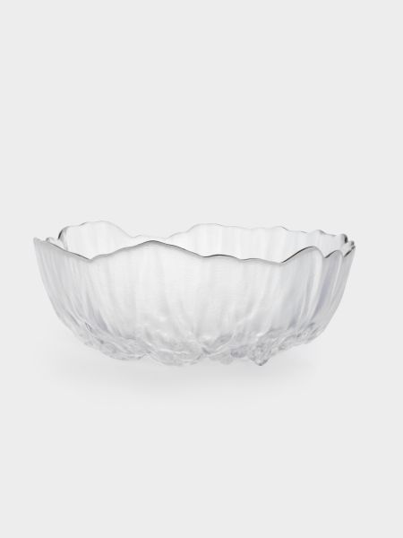 Салатник 20 см, 1,2 л, стекло, с серебристым кантом, мятая фактура, Piano Anna Lafarg