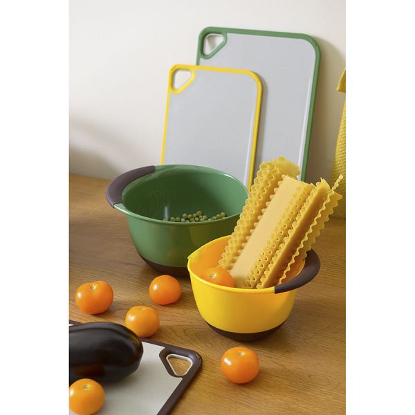 Доска разделочная из пшеничного волокна homi, 29х20 см, светло-серая с желтым кантом