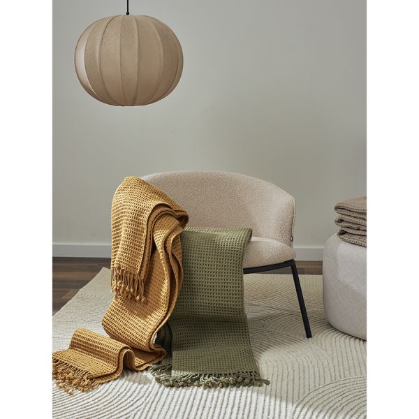 Плед из шерсти травянисто-зеленого цвета из коллекции essential, 130х180 см Tkano