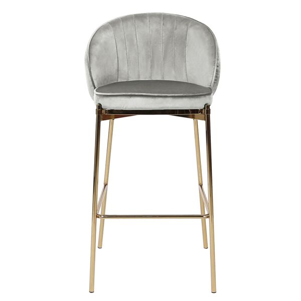 Стул полубарный coral, велюр, серо-бежевый