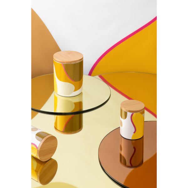 Банка для хранения горчичного цвета с авторским принтом из коллекции freak fruit  275мл