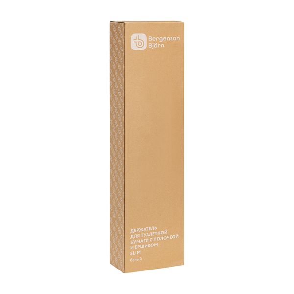 Держатель для туалетной бумаги с полочкой и ершиком slim, белый Bergenson Bjorn Bath