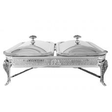 Блюдо с подогревом Regent «Британи» 2 секции с крышками 