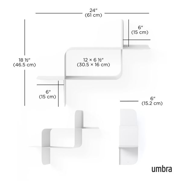 Набор металлических настенных полок montage, 2 шт, белый Umbra